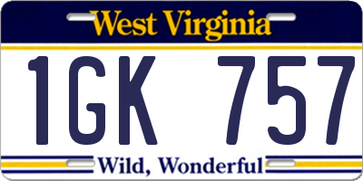 WV license plate 1GK757
