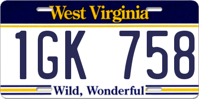 WV license plate 1GK758