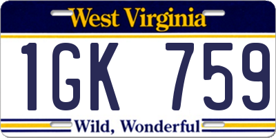 WV license plate 1GK759