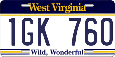 WV license plate 1GK760