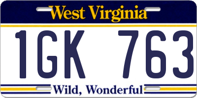 WV license plate 1GK763