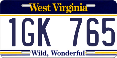 WV license plate 1GK765
