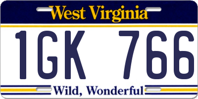 WV license plate 1GK766