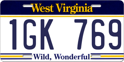 WV license plate 1GK769