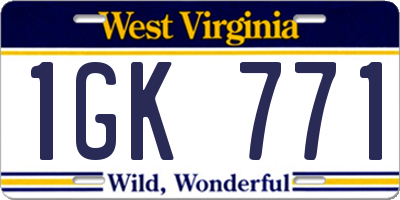 WV license plate 1GK771