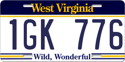 WV license plate 1GK776