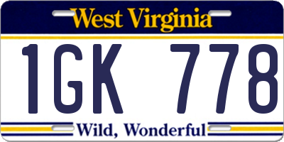 WV license plate 1GK778