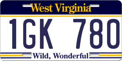 WV license plate 1GK780