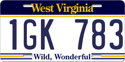 WV license plate 1GK783