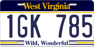 WV license plate 1GK785