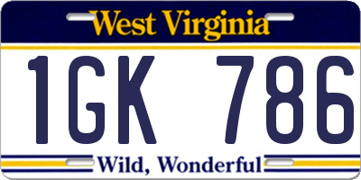 WV license plate 1GK786