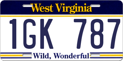 WV license plate 1GK787