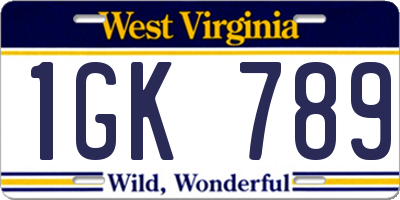WV license plate 1GK789