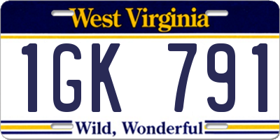 WV license plate 1GK791
