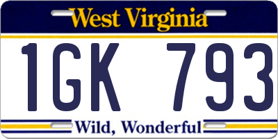 WV license plate 1GK793