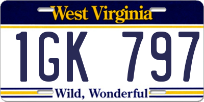 WV license plate 1GK797