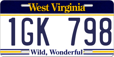 WV license plate 1GK798