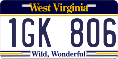 WV license plate 1GK806