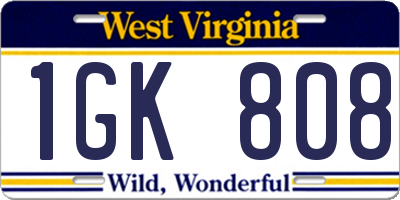 WV license plate 1GK808