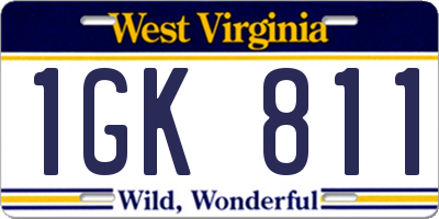 WV license plate 1GK811