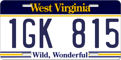 WV license plate 1GK815