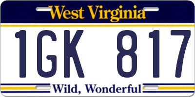 WV license plate 1GK817