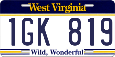 WV license plate 1GK819