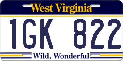 WV license plate 1GK822
