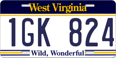 WV license plate 1GK824