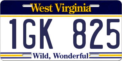WV license plate 1GK825