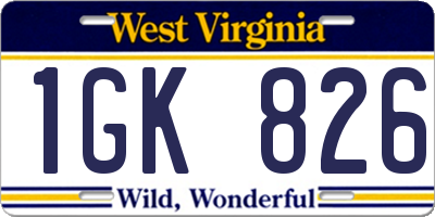 WV license plate 1GK826