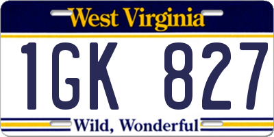 WV license plate 1GK827
