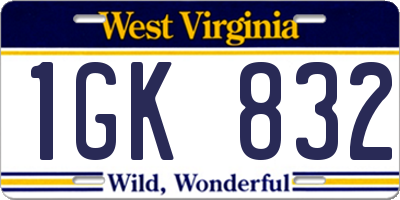 WV license plate 1GK832