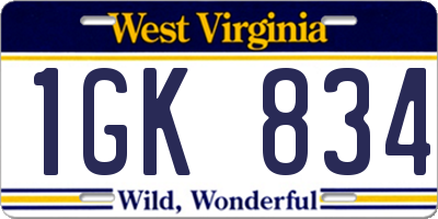 WV license plate 1GK834