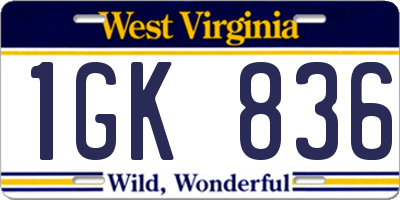 WV license plate 1GK836