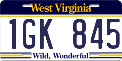 WV license plate 1GK845