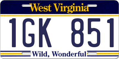 WV license plate 1GK851