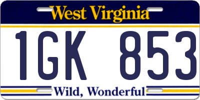 WV license plate 1GK853
