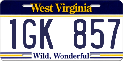 WV license plate 1GK857