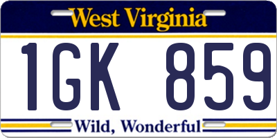 WV license plate 1GK859