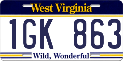 WV license plate 1GK863