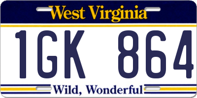 WV license plate 1GK864