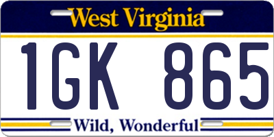 WV license plate 1GK865