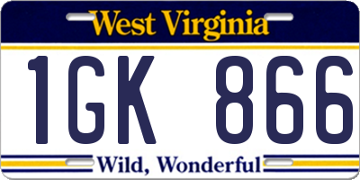 WV license plate 1GK866