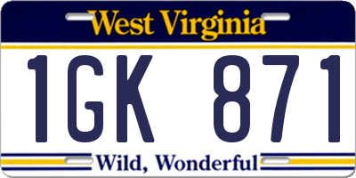 WV license plate 1GK871