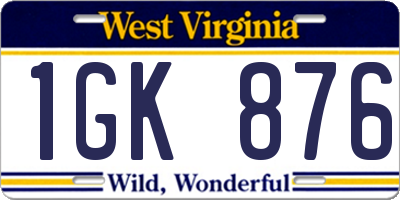 WV license plate 1GK876