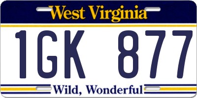 WV license plate 1GK877