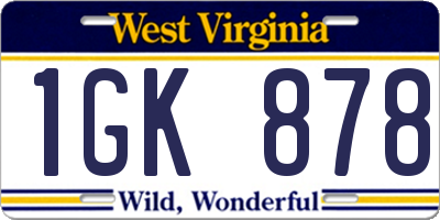 WV license plate 1GK878