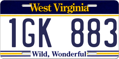 WV license plate 1GK883