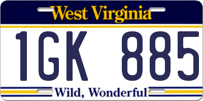 WV license plate 1GK885
